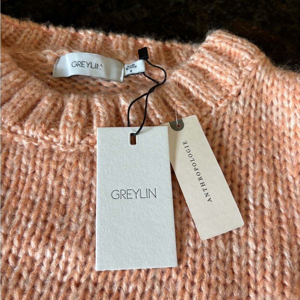 NWT Greylin from Anthropology,Gracie pouf sleeve sweater pink/peach color.